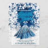 冬のクールワンダーランドタイポグラフィスウィート16 招待状 (正面/裏面)
