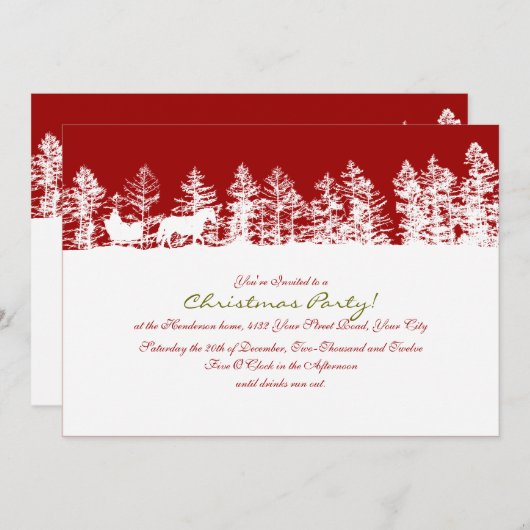 冬のク赤と白リスマスパーティー 招待状 (正面/裏面)