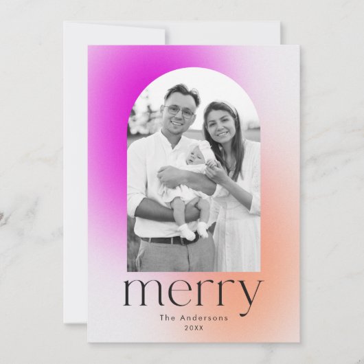 冬のグラデモダンーションのマゼンタとオレンジ色2の写真 シーズンカード (正面)