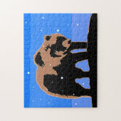 冬のグリズリーベア – オリジナルワイルドライフアート ジグソーパズル (縦)