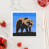 冬のグリズリーベア – オリジナルワイルドライフアート スタンダードカクテルナプキン (インサイチュ)