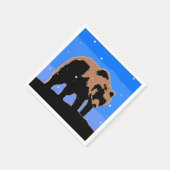 冬のグリズリーベア – オリジナルワイルドライフアート スタンダードカクテルナプキン (角)