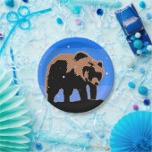 冬のグリズリーベア – オリジナルワイルドライフアート ペーパープレート (パーティー)