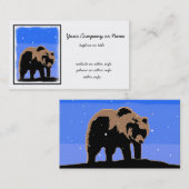 冬のグリズリーベア – オリジナルワイルドライフアート 名刺 (正面/裏面)