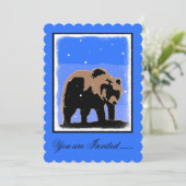 冬のグリズリーベア – オリジナルワイルドライフアート 招待状 (スタンド正面)