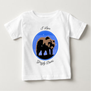 冬のグリズリーベア – オリジナル野生動物アートバ ベビーTシャツ