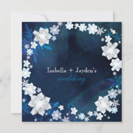 冬のグリッターフローラ結婚リース 招待状