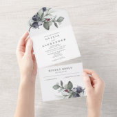 冬のグリーンとベリーの結婚式招待状 オールインワン招待状 (貼ってはがせる)