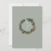 冬のグリーンと赤い実のクリスマス ウェディング 招待状 (裏面)