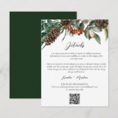 冬のグリーンウェディングの詳細QRウェブサイト エンクロージャーカード (正面/裏面)