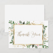 冬のグリーンウェディングシャワーの感謝カード サンキューカード (正面/裏面)