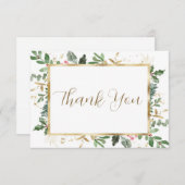 冬のグリーンウェディング ブライズシャワー 感謝カード (正面/裏面)