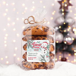 冬のグリーンパイン氷雪だるま赤ちゃん感謝していシャワー スクエアシール