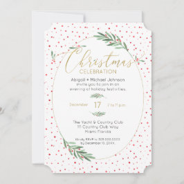 冬のグリーンリーレッドグリーン金ゴールドクリスマスパーティー 招待状