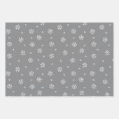 冬のグレー、ホッキョクグマ、雪片コーディネート ラッピングペーパーシート (正面3)