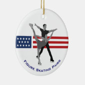 冬のゲーム愛国的姿スケートで滑るペア セラミックオーナメント (右)