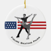 冬のゲーム愛国的姿スケートで滑るペア セラミックオーナメント (裏面)