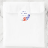 冬のコウノトリフローラ水の色ベビーシャワー ラウンドシール (バッグ)