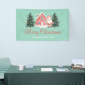 冬のコテージクリスマスツリーズサンタグリーン 横断幕 (トレードショー)