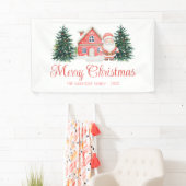 冬のコテージクリスマスツリーズサンタ 横断幕 (インサイチュ)