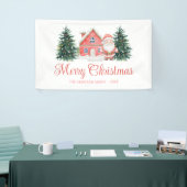 冬のコテージクリスマスツリーズサンタ 横断幕 (トレードショー)