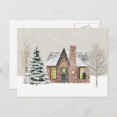 冬のコテージハウススノーフォール ポストカード (正面/裏面)
