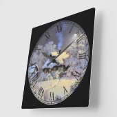 冬のコテージファインアートローマ数字 スクエア壁時計 (傾斜)