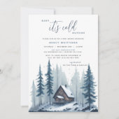 冬のコテージベビー外の赤ちゃんシャワーは寒い 招待状 (正面)