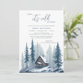 冬のコテージベビー外の赤ちゃんシャワーは寒い 招待状 (スタンド正面)