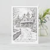 冬のコテージランドスケープクリスマスアートカラーリング シーズンカード (スタンド正面)