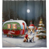 冬のコーギキャラバンクリスマスアドベンチャー シャワーカーテン (正面)