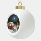 冬のコーギキャラバンクリスマスアドベンチャー セラミックボールオーナメント (右)