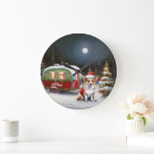 冬のコーギキャラバンクリスマスアドベンチャー ラージ壁時計 (ホーム)