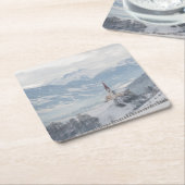 冬のコースターのZillertalの教会 スクエアペーパーコースター (アングル)