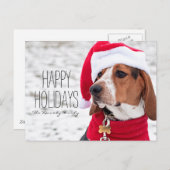 冬のコートとクリスマスを着た犬 シーズンポストカード (正面/裏面)