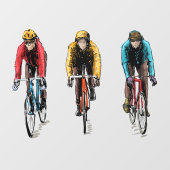 冬のサイクリング 新鮮な空気を吸う3人の自転車乗り ウィンドウサイン (シート)