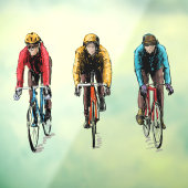 冬のサイクリング 新鮮な空気を吸う3人の自転車乗り ウィンドウサイン (シート3)
