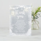冬のサンキューカードのベビーシャワーの雪の木製の灰色 サンキューカード (スタンド正面)