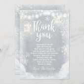 冬のサンキューカードのベビーシャワーの雪の木製の灰色 サンキューカード (正面/裏面)