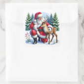 冬のサンタと若いトナカイ スクエアシール (バッグ)