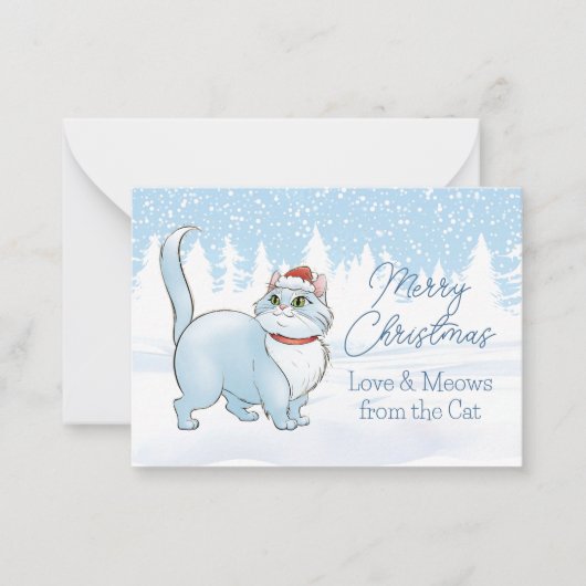 冬のサンタ猫ワンダーランド・クリスマス ノートカード (正面)
