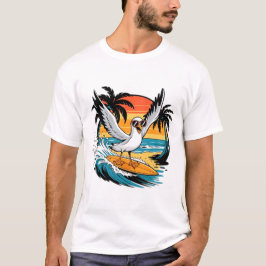 冬のサーファーカモメ、カモメのサーフィン Tシャツ