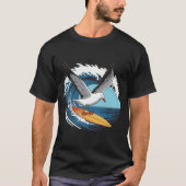 冬のサーファーカモメ、カモメのサーフィン Tシャツ (正面)