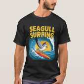 冬のサーファーカモメ、カモメのサーフィン Tシャツ (正面)