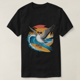 冬のサーファーカモメ、面白いカモメのサーフィン Tシャツ