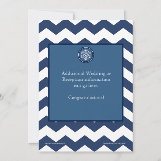 冬のシェブロン模様スノーフレーク結婚式の招待 招待状 (裏面)