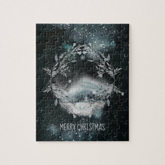 冬のシエレガントーンヴィネット家族おもしろいクリスマス ジグソーパズル (縦)