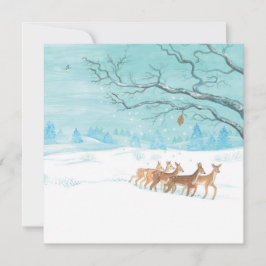 冬のシカの群れ シーズンカード