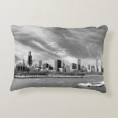 冬のシカゴのスカイラインの全景 アクセントクッション (裏面)