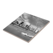 冬のシカゴのスカイラインの全景 タイル (側面)